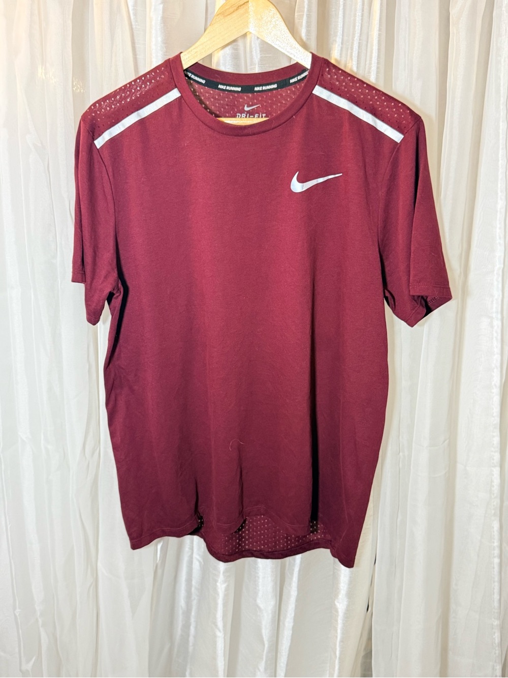 Nike Men’s Maroon Athletic Dri-FIT Tee with White Accents
